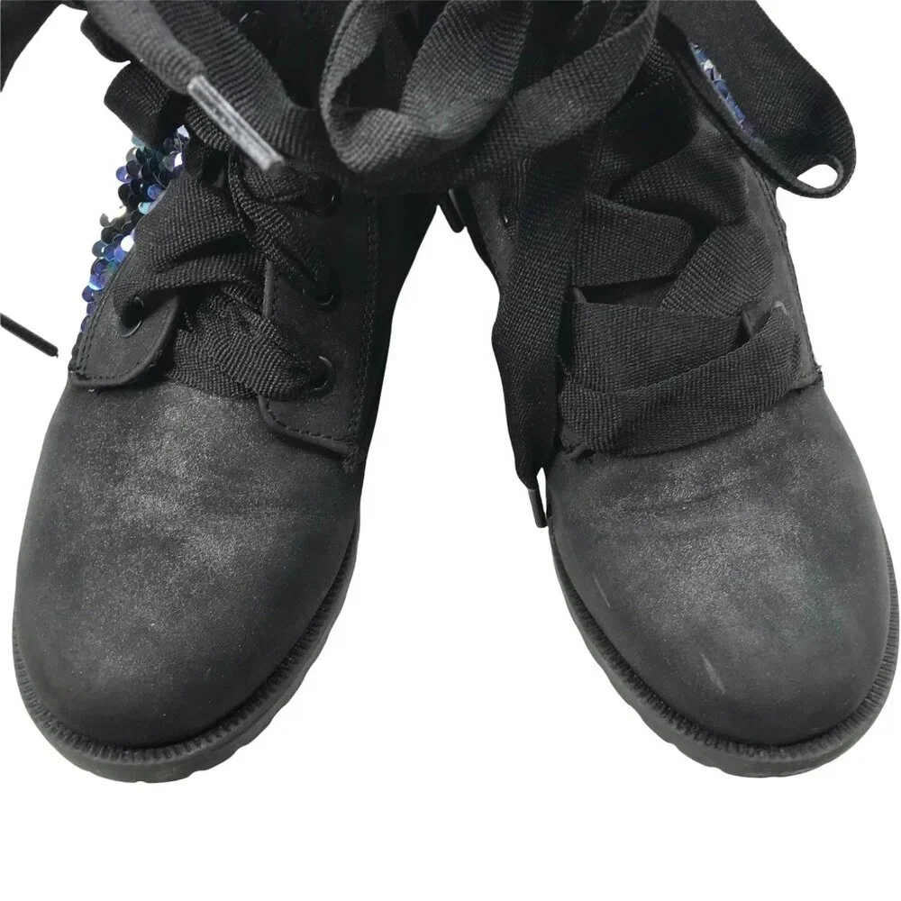 Cat And Jack Girls Sparkle Sequins Boots Size 2 Black New Without Tags